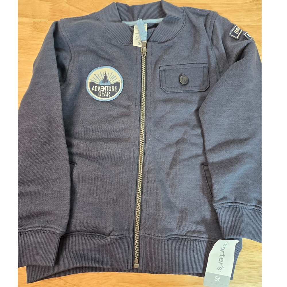 Carters Boys Navy Blue Adventure Gear Zip Up Sweatshirt Jacket 5T 243h089n